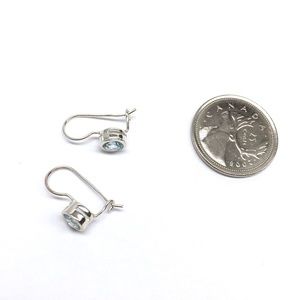 Aquamarine Stone Sterling Silver Drop Earrings New